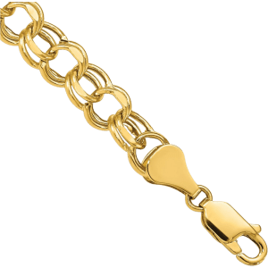 10K Solid Yellow Gold 6.5mm Double Link Charm Bracelet