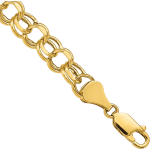 10K Solid Yellow Gold 6.5mm Double Link Charm Bracelet
