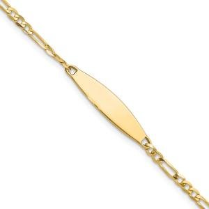 14k Yellow Gold Solid Chain/Solid Plate Figaro Link 24.6x5.5mm Plate Bracelet 7"