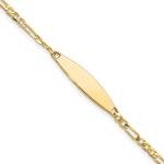 14k Yellow Gold Solid Chain/Solid Plate Figaro Link 24.6x5.5mm Plate Bracelet 7"