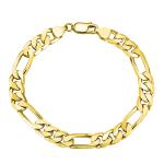 Solid 925 sterling silver Figaro bracelet for men and women, 5 mm and 7 mm wide