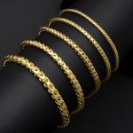 Franco Chain Bracelet 14K Yellow Gold-Plated Solid Sterling Silver 925 All Sizes