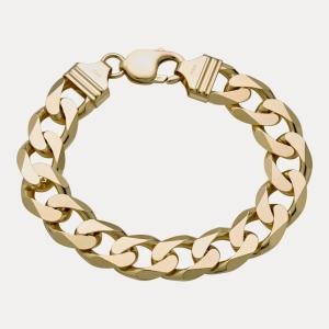 13.5mm Curb Bracelet - Real Solid 925 Sterling Silver Or 14k Gold Vermeil ITALY