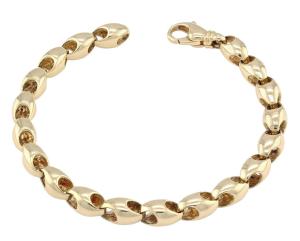 10k Yellow Gold Solid Handmade Fashion Link Bracelet 9" 7mm 32.2 grams