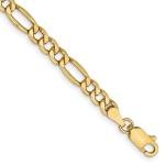 10K Solid Yellow Gold 4.2mm Figaro Link Chain Bracelet