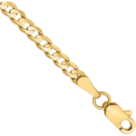 10K Solid Yellow Gold 3mm Concave Curb Link Chain Bracelet