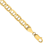 10K Solid Yellow Gold 5.25mm Concave Mariner Link Chain Bracelet