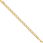 10K Solid Yellow Gold 6.5mm Double Link Charm Bracelet