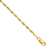 10K Solid Yellow Gold 1.8mm Light Rope Chain Bracelet