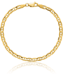 10K Solid Yellow Gold 5.25mm Concave Mariner Link Chain Bracelet