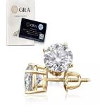 14k Gold Moissanite Solitaire Stud Earrings