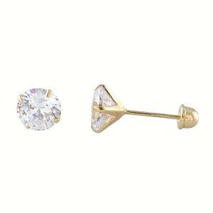 Natural Diamond Round Stud Earrings in 10k Gold