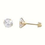 Natural Diamond Round Stud Earrings in 10k Gold