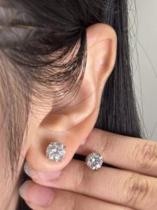 1.80 Carat Round Cut Diamond White Gold Studs