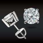 Round Cut Moissanite Earrings in 14K White Gold