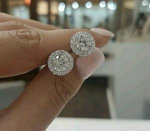 4 Ct Round Cut Lab Created Diamond Studs