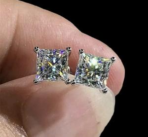 2 Ct Princess Cut Lab Created Diamond Studs