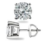Round Cut Moissanite Earrings in 14K White Gold