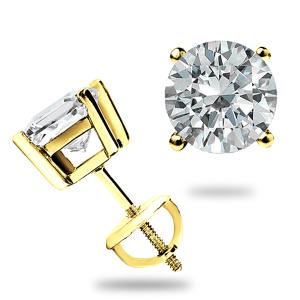 Moissanite 2.0 CT Yellow Gold Stud Earrings