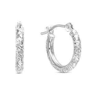 14K Gold Diamond-Cut Small Hoop Earrings 13mm