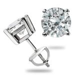 Round Cut Moissanite Earrings in 14K White Gold