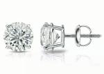 Round Cut Moissanite Stud Earrings in 14k White Gold