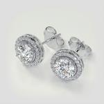 4 Ct Round Cut Halo Gemstone Stud Earrings