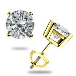 Moissanite 2.0 CT Yellow Gold Stud Earrings