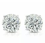 Round Cut Moissanite Stud Earrings in 14k White Gold