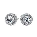 4 Ct Round Cut Halo Gemstone Stud Earrings