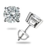 1.0 CT Round Moissanite Stud Earrings in White Gold