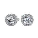 4 Ct Round Cut Halo Gemstone Stud Earrings