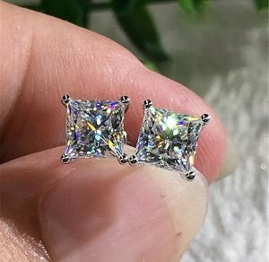 2.00 Ct Lab Created Princess Cut Stud Earrings
