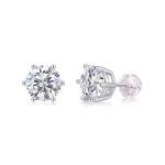 1Ct Round Cut Diamond Stud Earrings in 14k White Gold