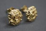10MM Gold Diamond Cut Round Nugget Stud Earrings