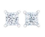 Princess Cut Diamond Stud Earrings in White Gold