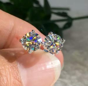 4.00 Ct Round Cut VVS1/D Lab Created Solitaire Stud Earrings 14K White Gold 8mm