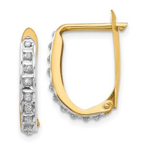 14k Yellow Gold Diamond Fascination Hinged Hoop Earrings