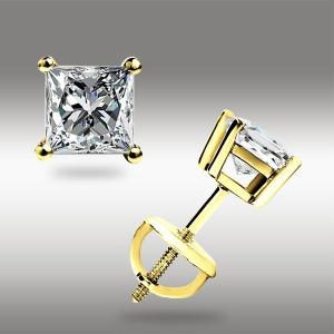 1.0 Ct Moissanite Princess Cut Stud Earrings