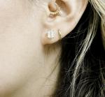 Emerald Cut Lab Created Earrings in White Gold