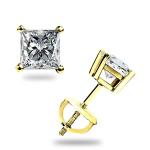 1.0 Ct Moissanite Princess Cut Stud Earrings