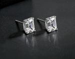 Emerald Cut Lab Created Earrings in White Gold