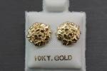 10MM Gold Diamond Cut Round Nugget Stud Earrings