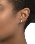 Emerald Cut Lab Created Earrings in White Gold