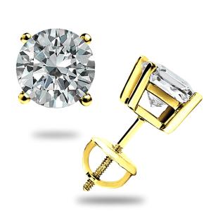2.00 CT Moissanite Yellow Gold Stud Earrings