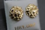 10MM Gold Diamond Cut Round Nugget Stud Earrings