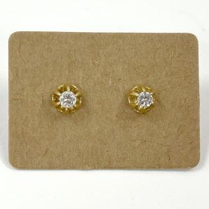 14K Yellow Gold 3mm Diamond Screw Back Stud Earrings, 0.93g
