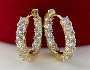 Round Cut Lab Created Diamond Huggie Hoop Earrings