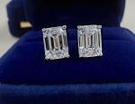 Emerald Cut Lab Created Earrings in White Gold