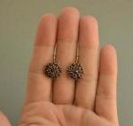 Red Garnet Cluster Drop Earrings in Yellow Gold